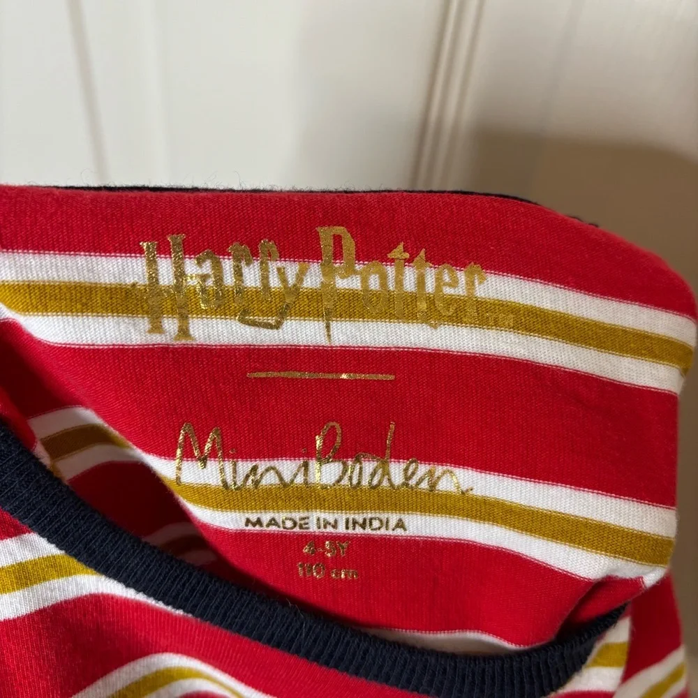 Mini Boden Harry Potter Red Gold Gryffindor Long Sleeve Top Size‎ 4-5 Preowned